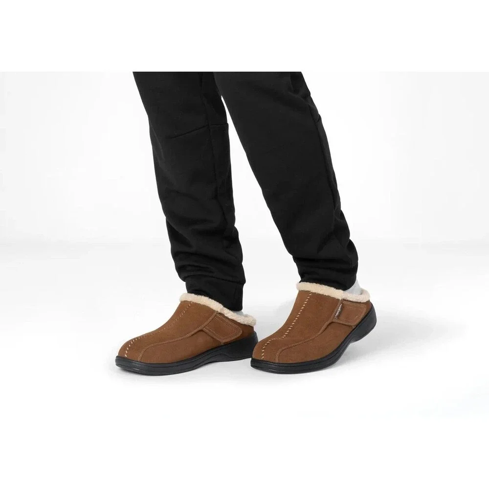 Orthofeet Men's Ashville Faux Fur Lined Mules Slippers House Shoes  11.5 W